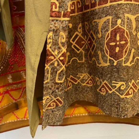 Choice: DIANE GILMAN 100% SILK l/s TUNIC Tops* RED GOLD or OLIVE Green GOLD ~ S - Picture 11 of 14